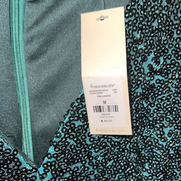 Francesca’s Hunter Green Sequin Romper | Medium - Picture 4 of 4